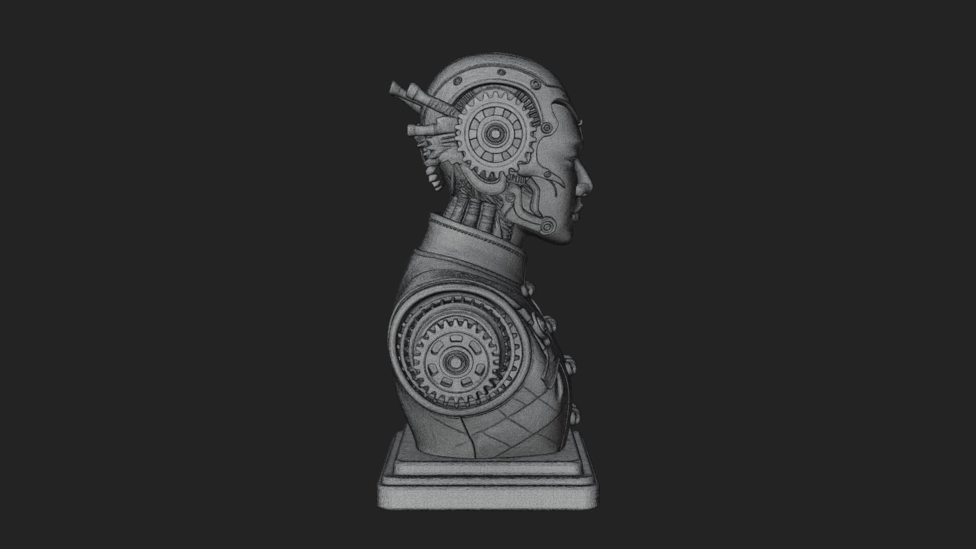 Steampunk Lady Bust Statue Design 11 3D Print Model 3D Model