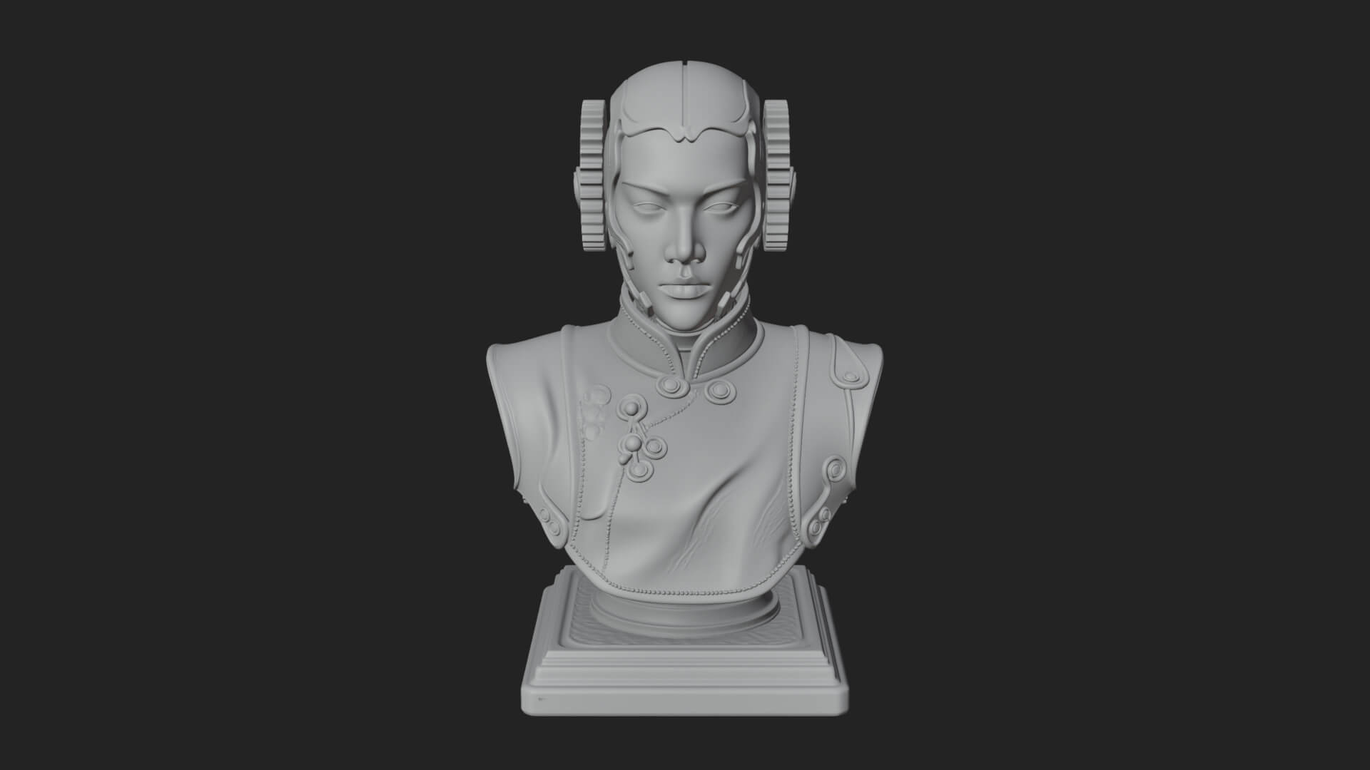 Steampunk Lady Bust Statue Design 12 3D Print Model 3D Model