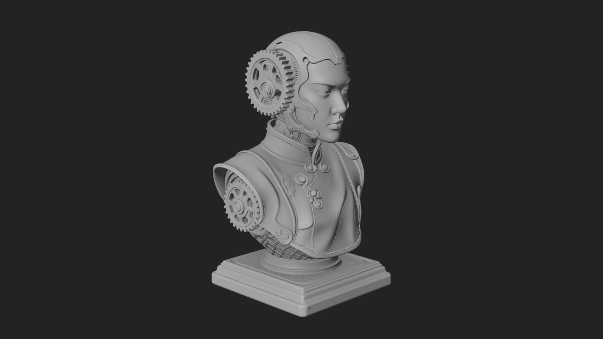 Steampunk Lady Bust Statue Design 12 3D Print Model 3D Model