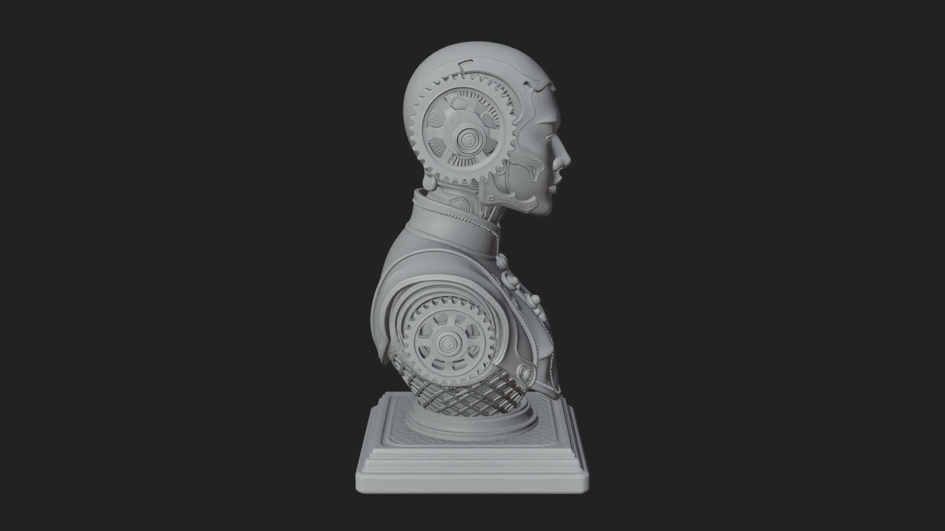 Steampunk Lady Bust Statue Design 12 3D Print Model 3D Model