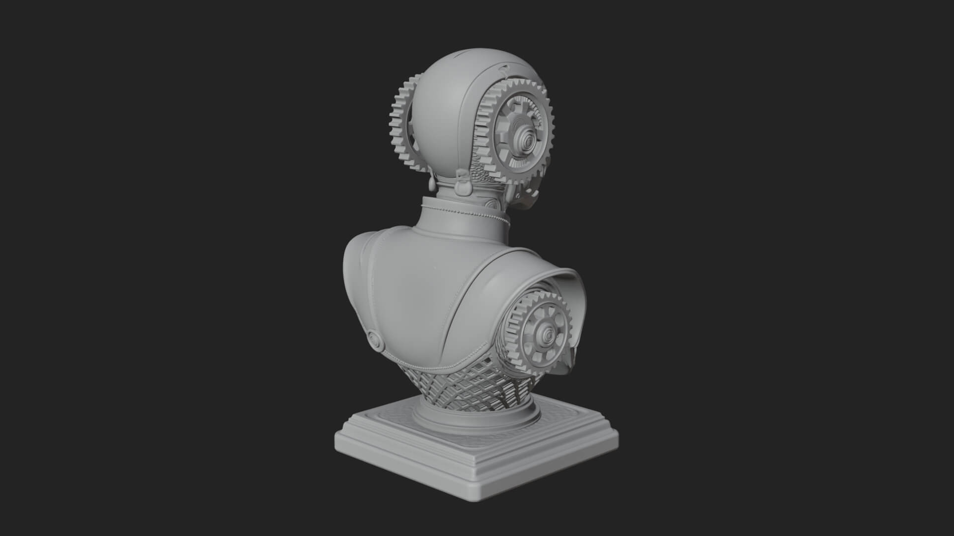 Steampunk Lady Bust Statue Design 12 3D Print Model 3D Model