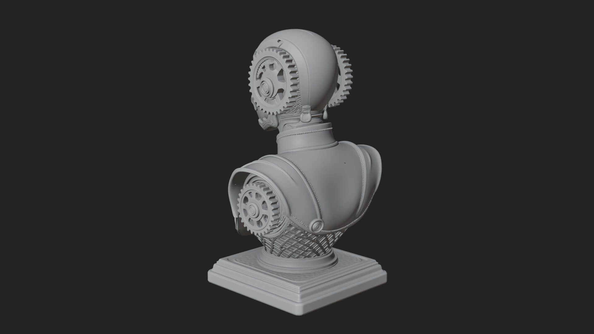 Steampunk Lady Bust Statue Design 12 3D Print Model 3D Model