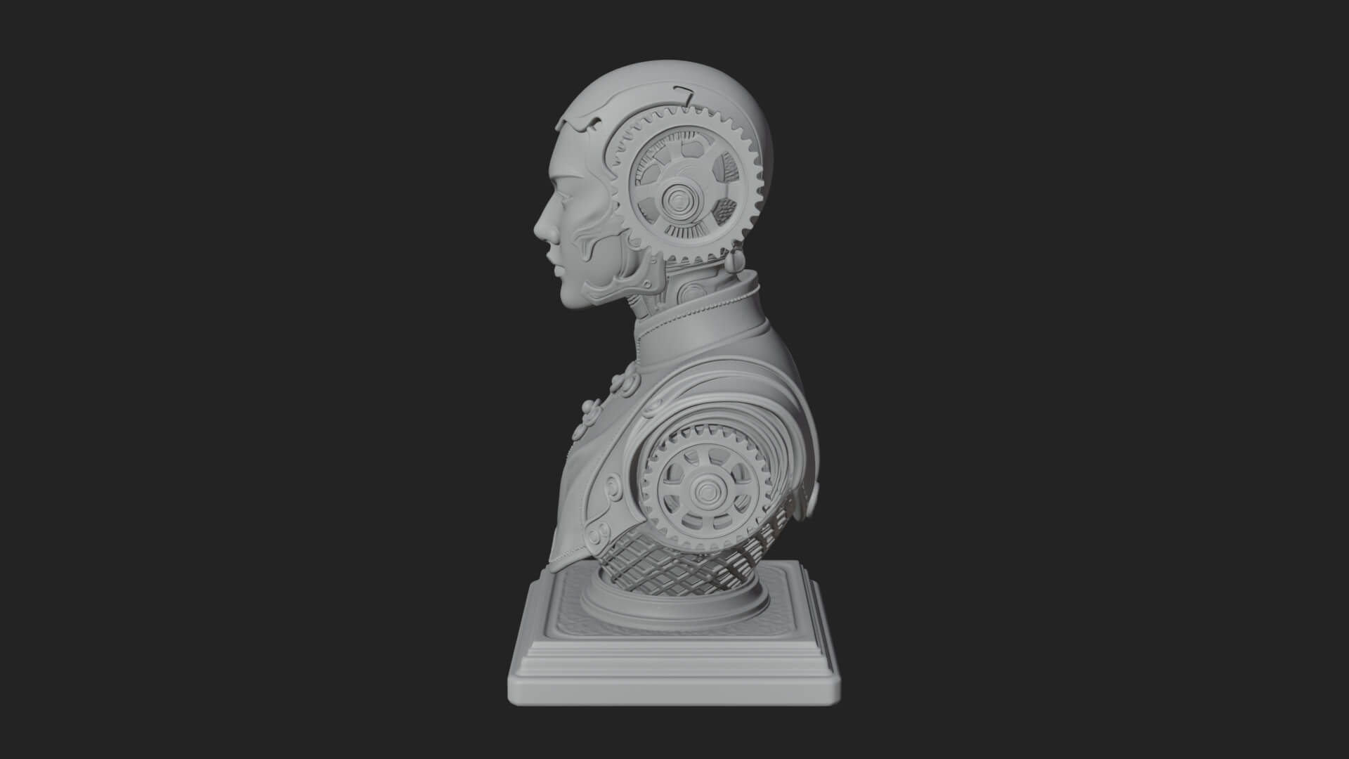 Steampunk Lady Bust Statue Design 12 3D Print Model 3D Model