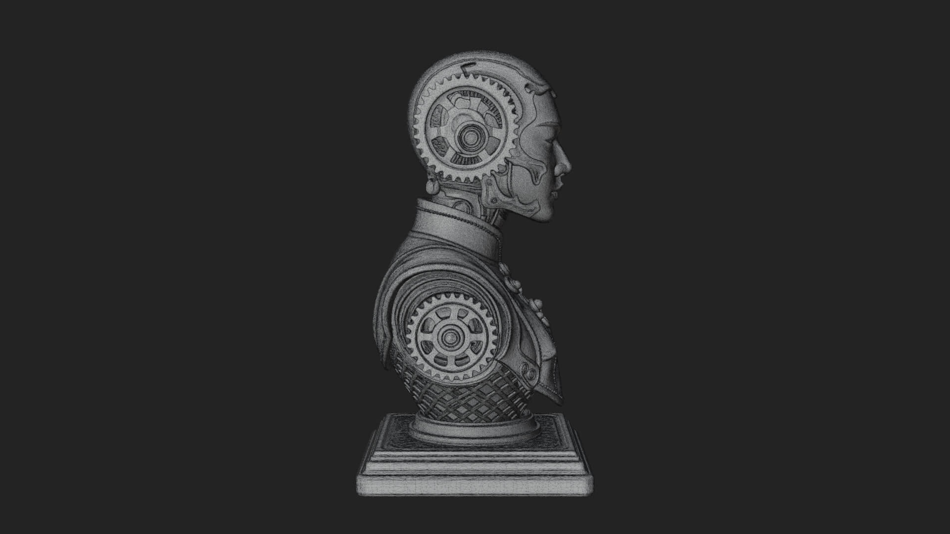 Steampunk Lady Bust Statue Design 12 3D Print Model 3D Model