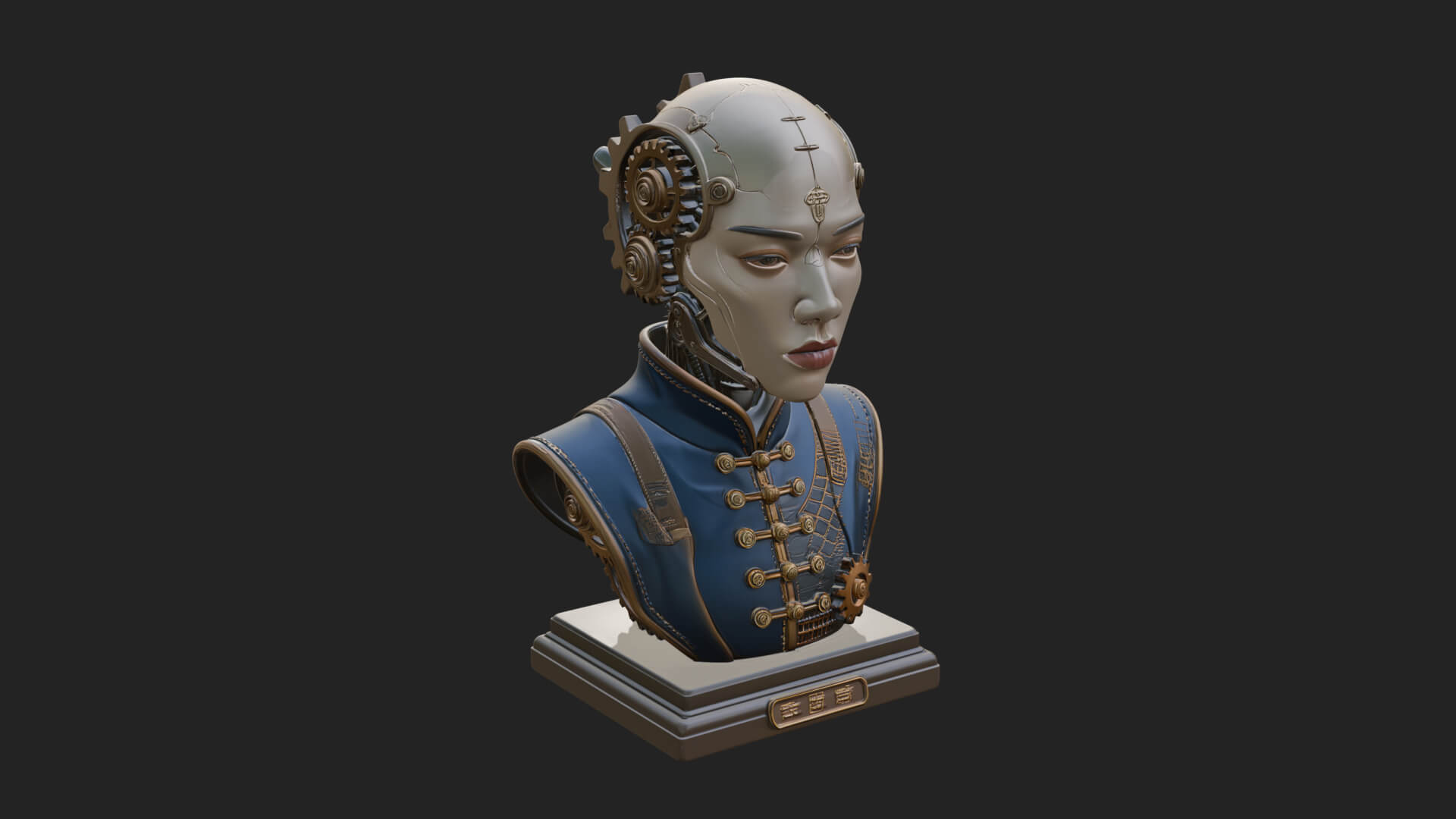 Steampunk Lady Bust Statue Design 13 3D Print Model 3D Model