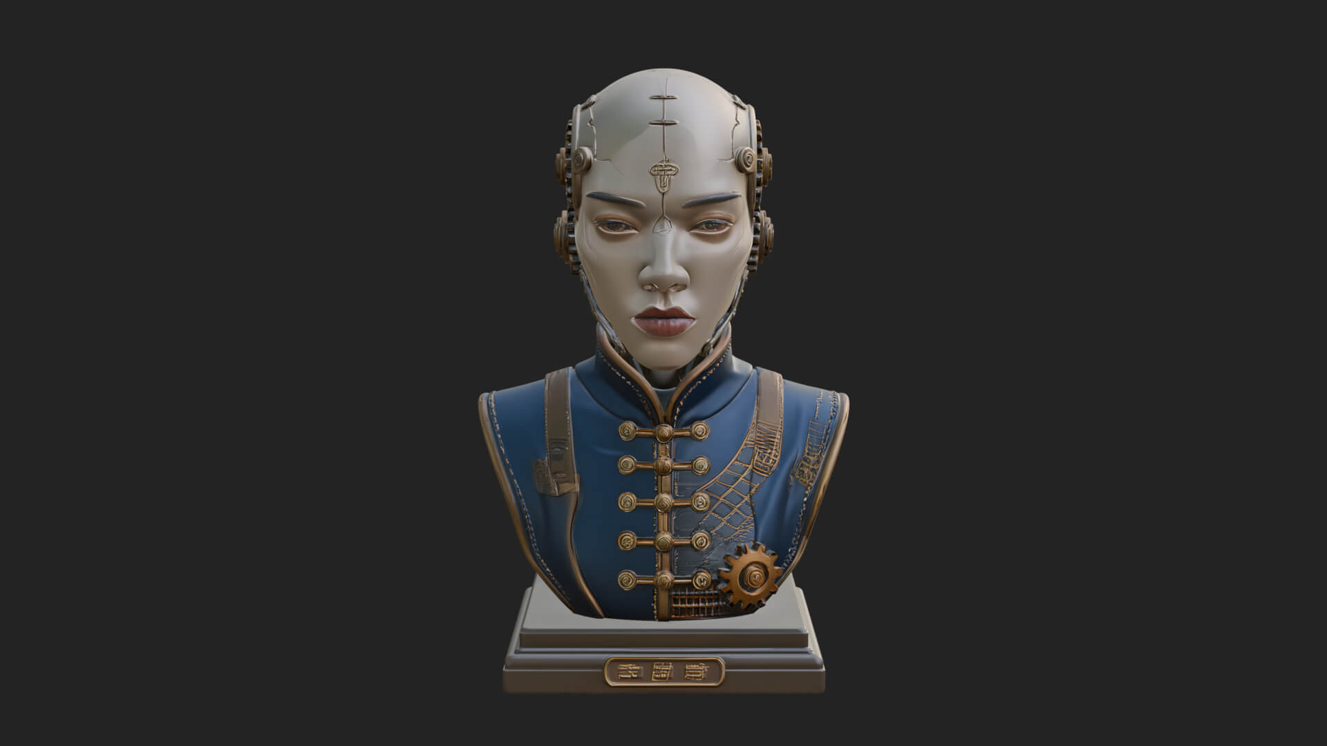 Steampunk Lady Bust Statue Design 13 3D Print Model 3D Model
