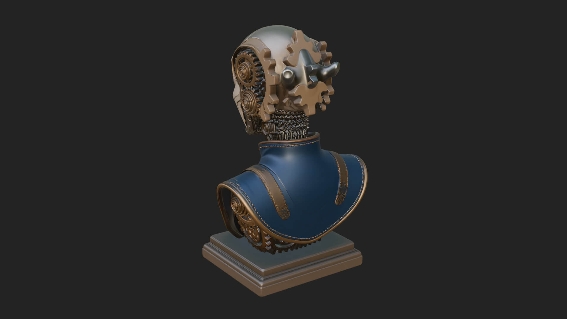 Steampunk Lady Bust Statue Design 13 3D Print Model 3D Model