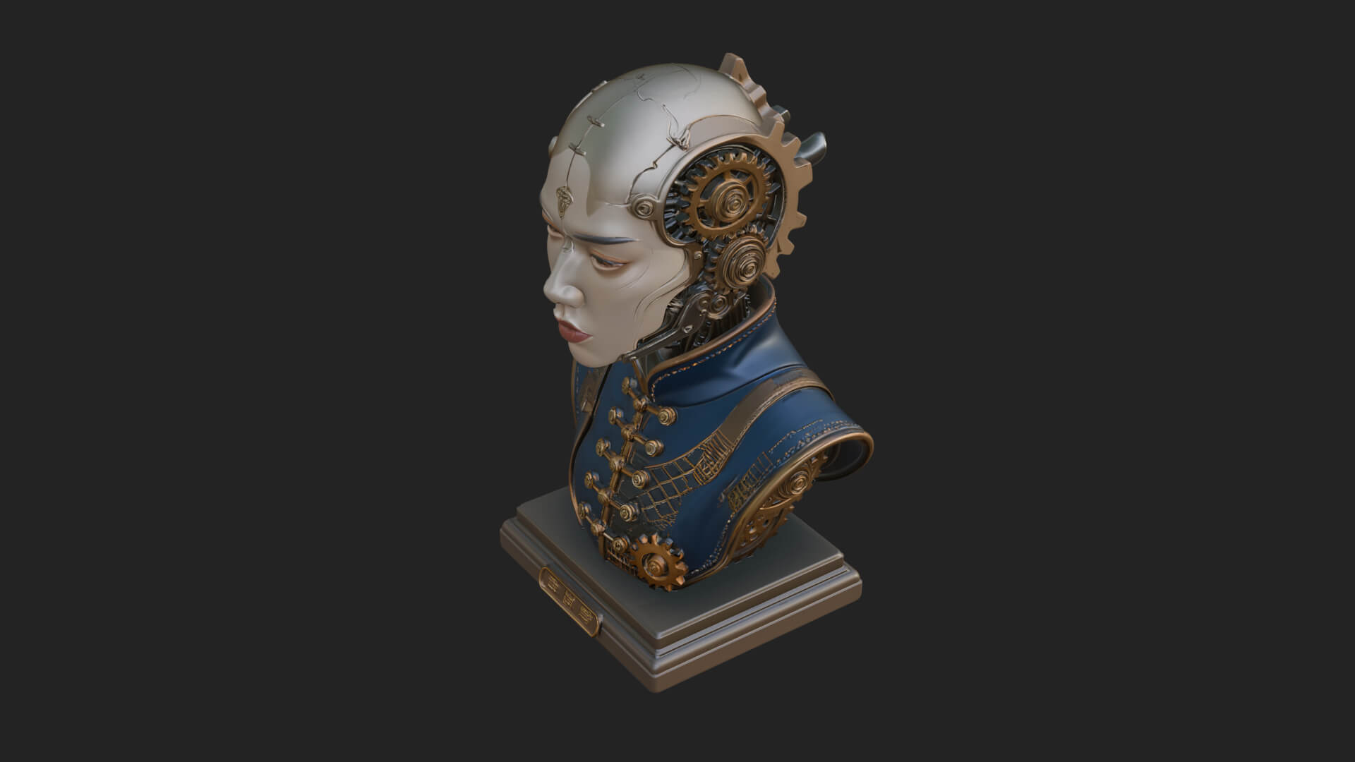 Steampunk Lady Bust Statue Design 13 3D Print Model 3D Model