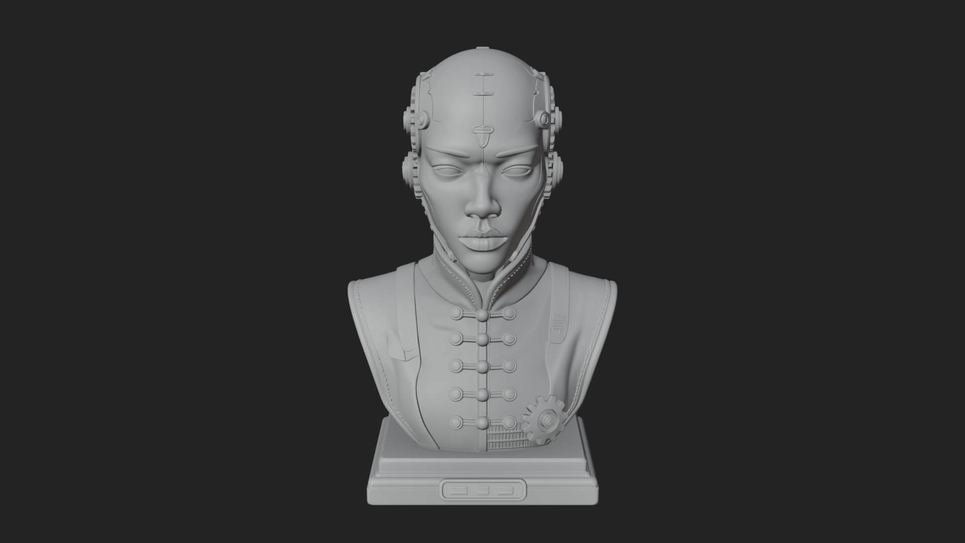 Steampunk Lady Bust Statue Design 13 3D Print Model 3D Model