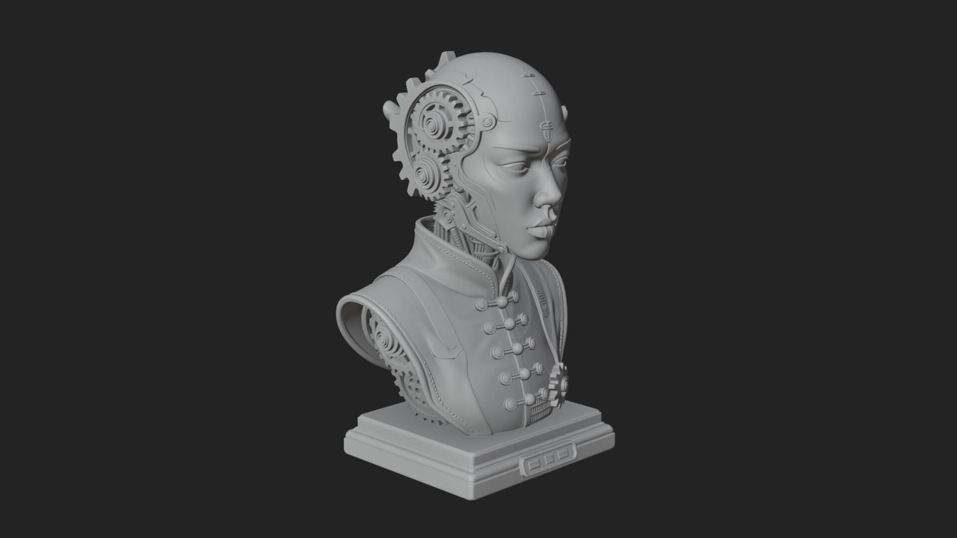 Steampunk Lady Bust Statue Design 13 3D Print Model 3D Model