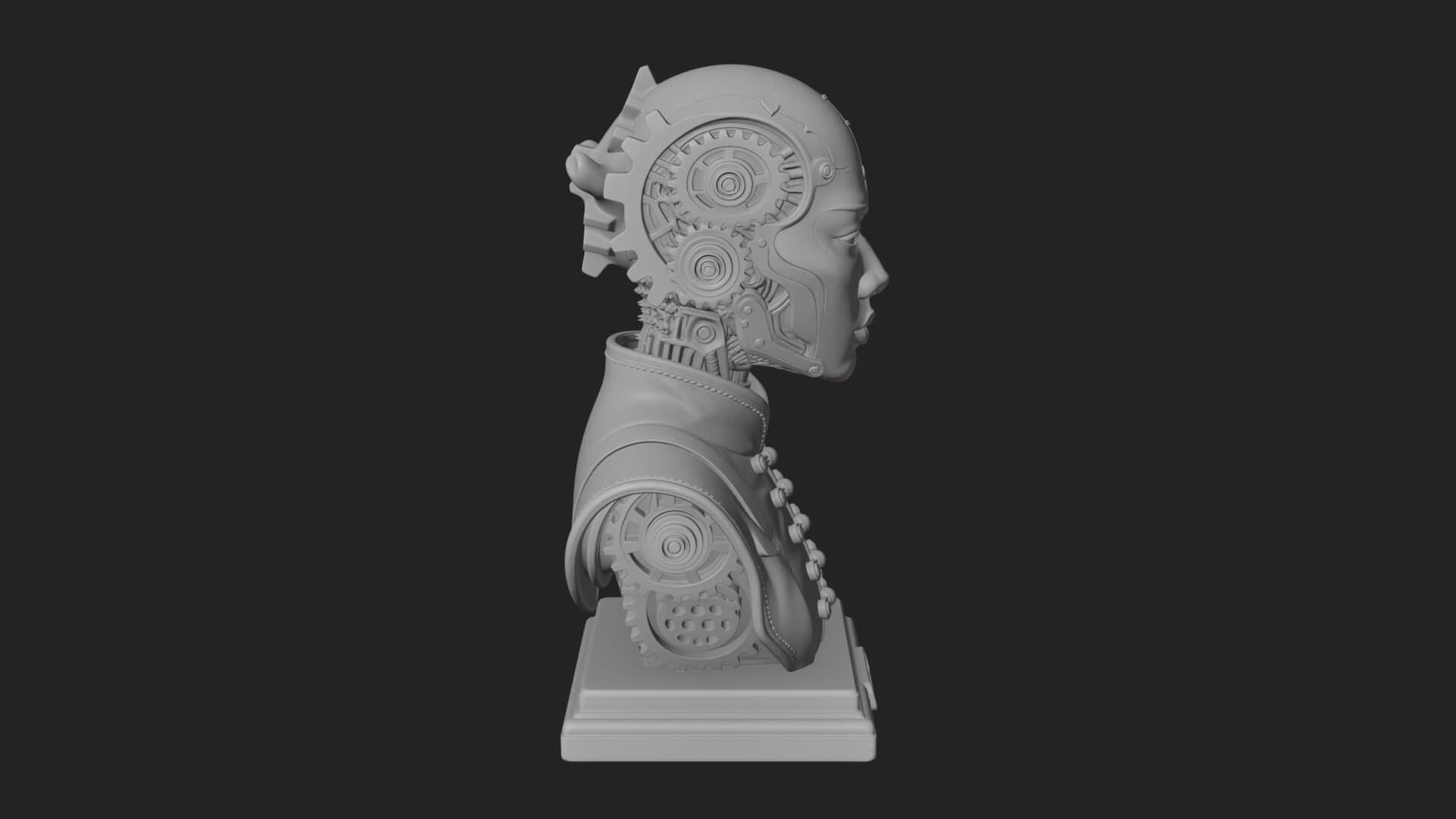 Steampunk Lady Bust Statue Design 13 3D Print Model 3D Model
