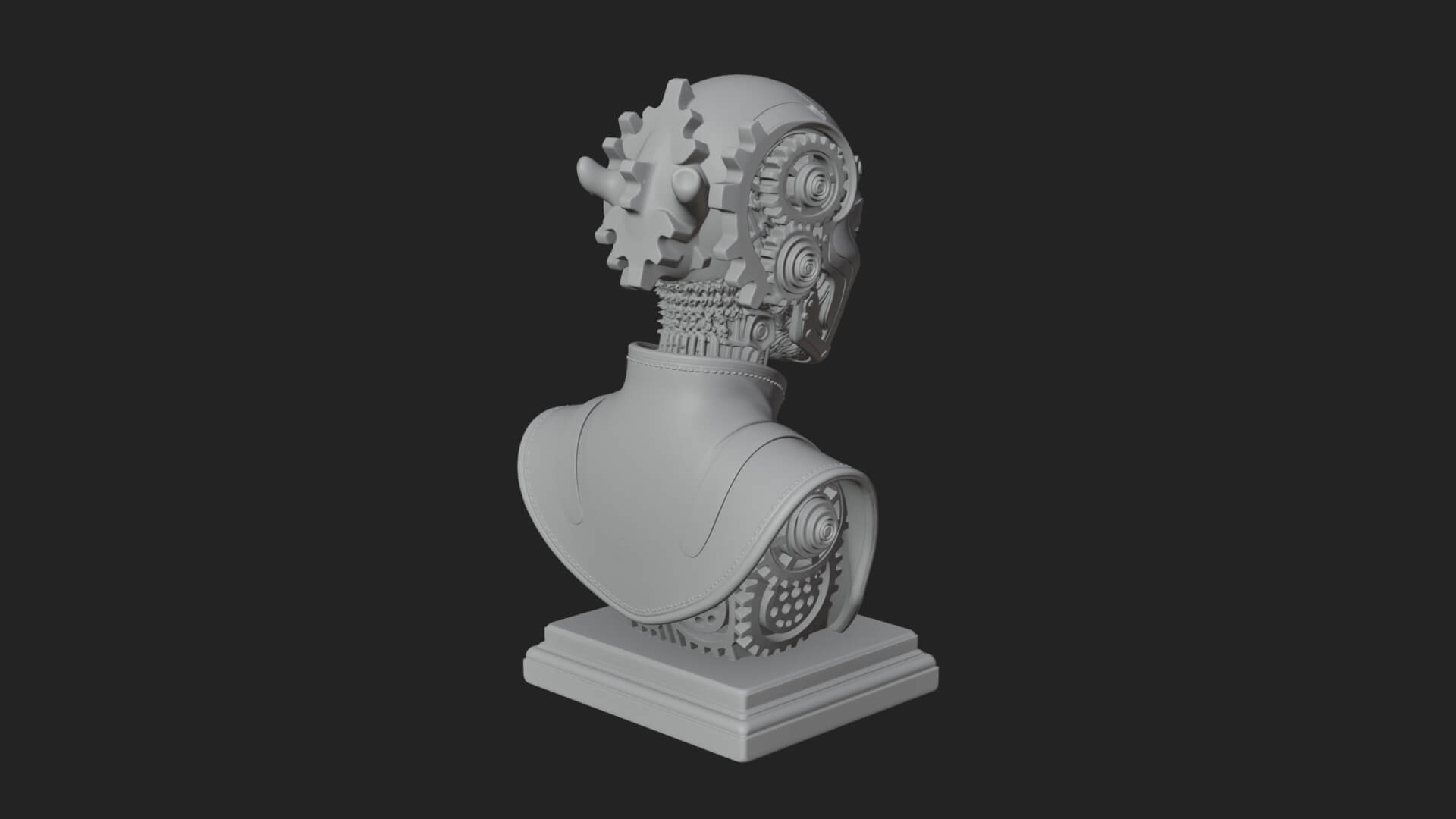 Steampunk Lady Bust Statue Design 13 3D Print Model 3D Model