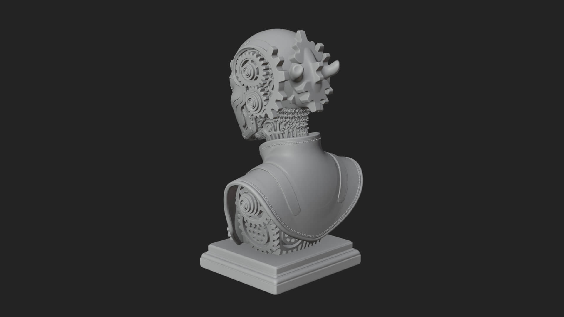 Steampunk Lady Bust Statue Design 13 3D Print Model 3D Model