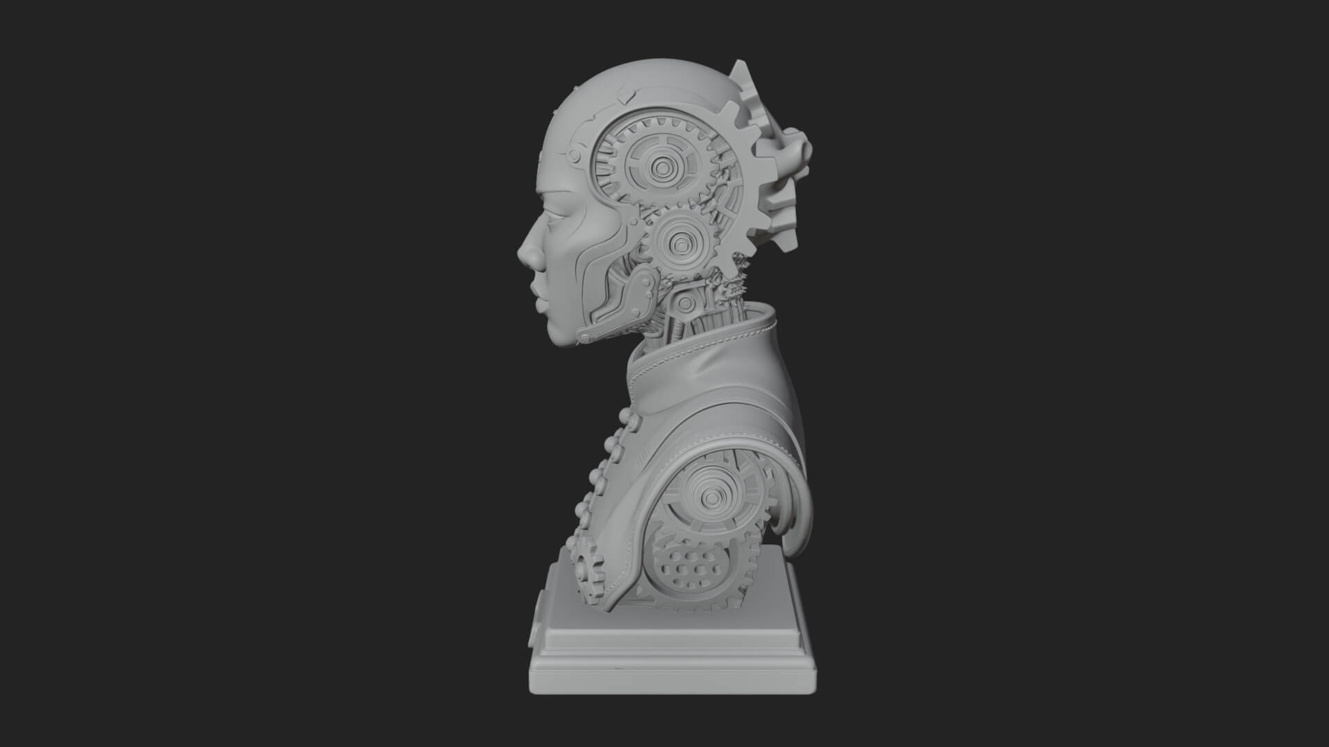 Steampunk Lady Bust Statue Design 13 3D Print Model 3D Model