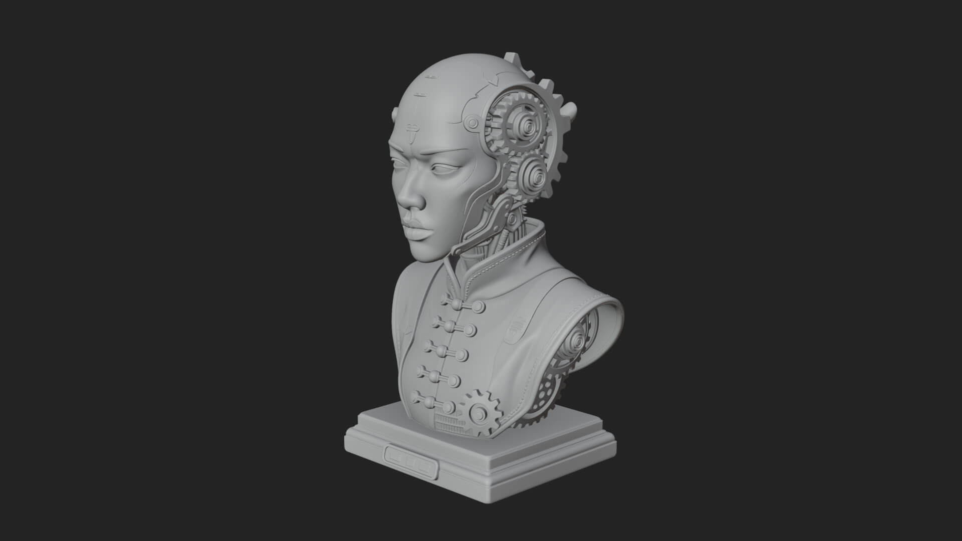 Steampunk Lady Bust Statue Design 13 3D Print Model 3D Model