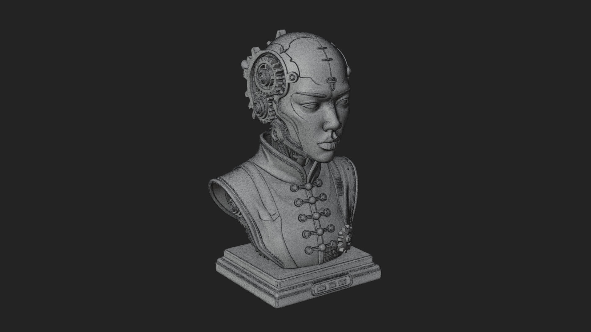 Steampunk Lady Bust Statue Design 13 3D Print Model 3D Model