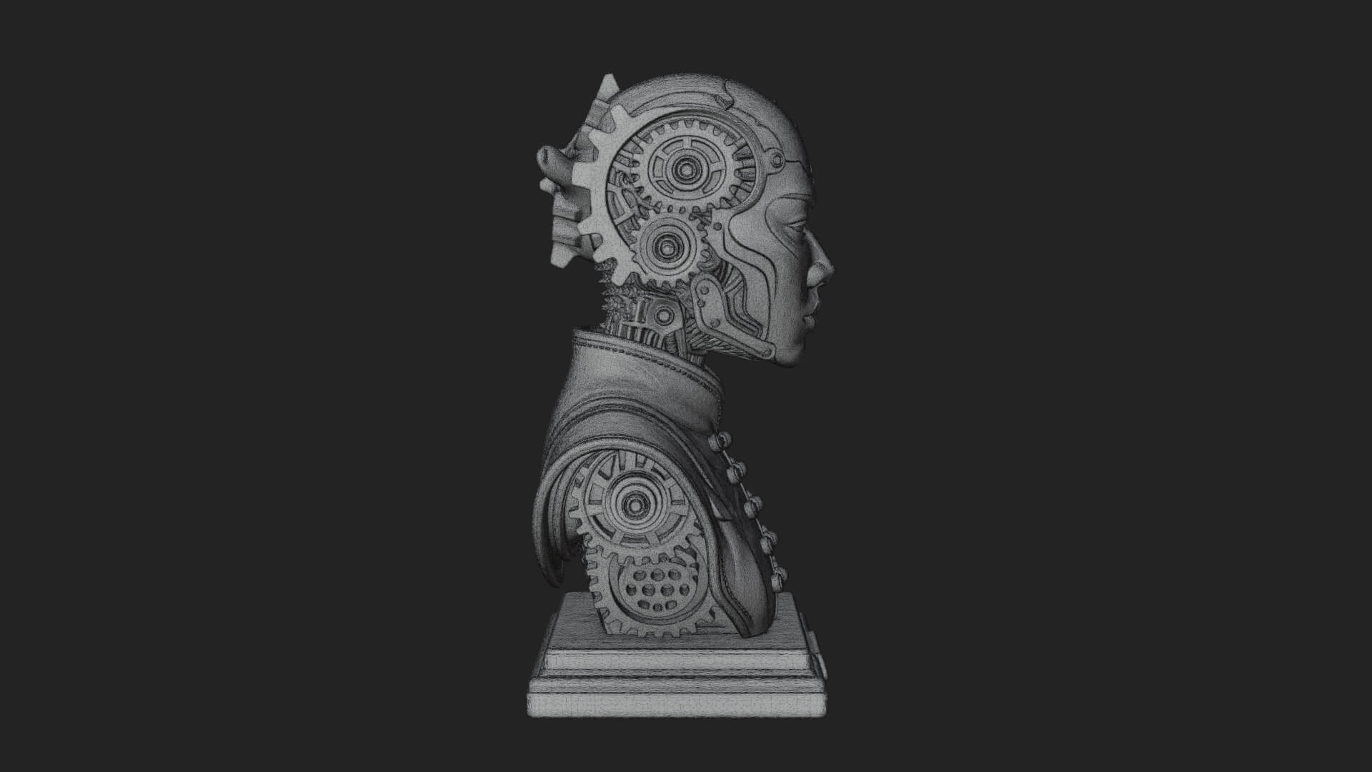 Steampunk Lady Bust Statue Design 13 3D Print Model 3D Model