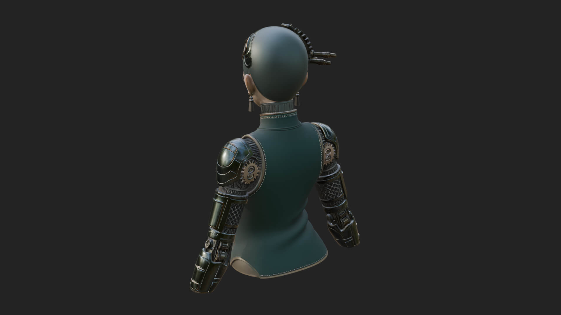 Steampunk Lady Bust Statue Design 14 3D Print Model 3D Model