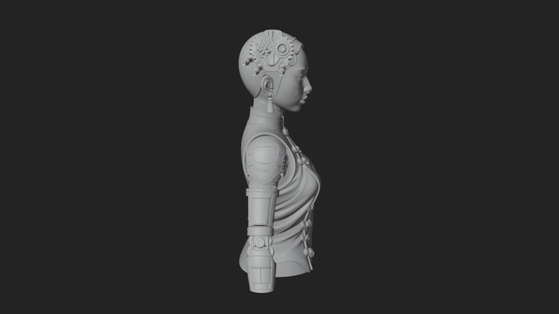 Steampunk Lady Bust Statue Design 14 3D Print Model 3D Model