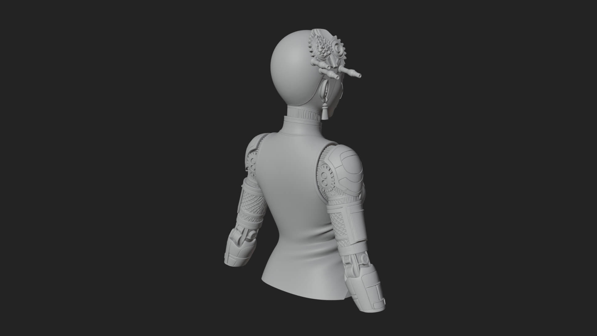 Steampunk Lady Bust Statue Design 14 3D Print Model 3D Model