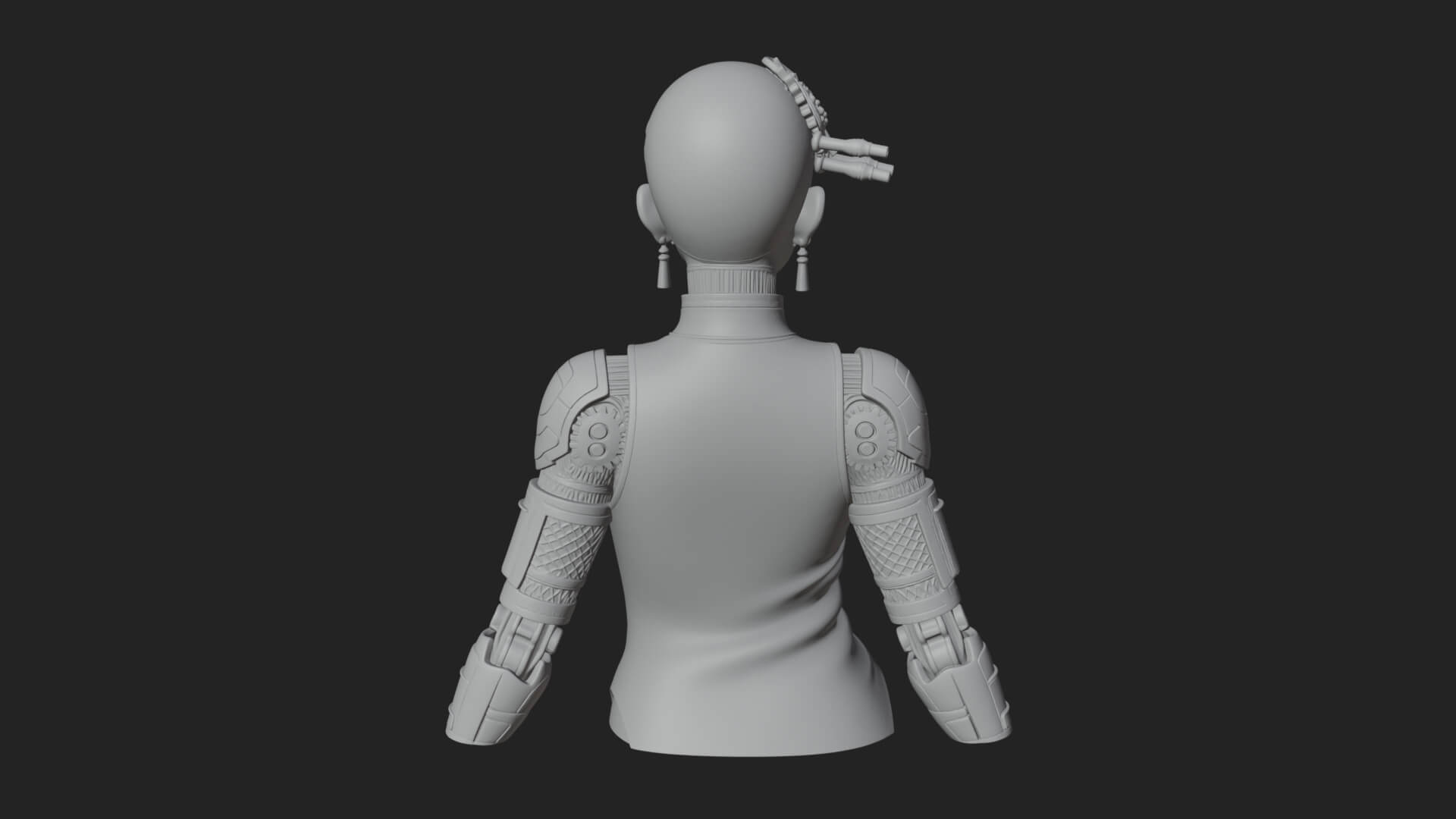 Steampunk Lady Bust Statue Design 14 3D Print Model 3D Model