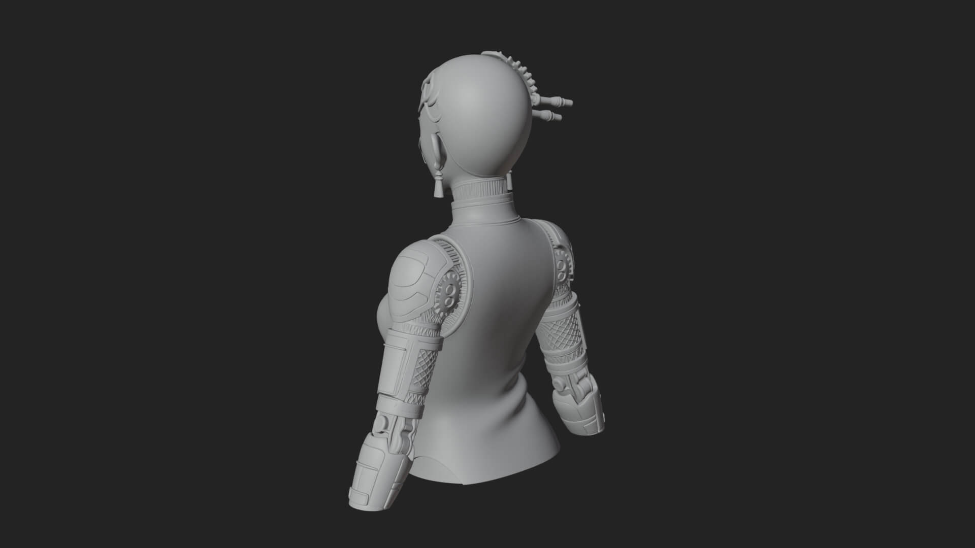 Steampunk Lady Bust Statue Design 14 3D Print Model 3D Model
