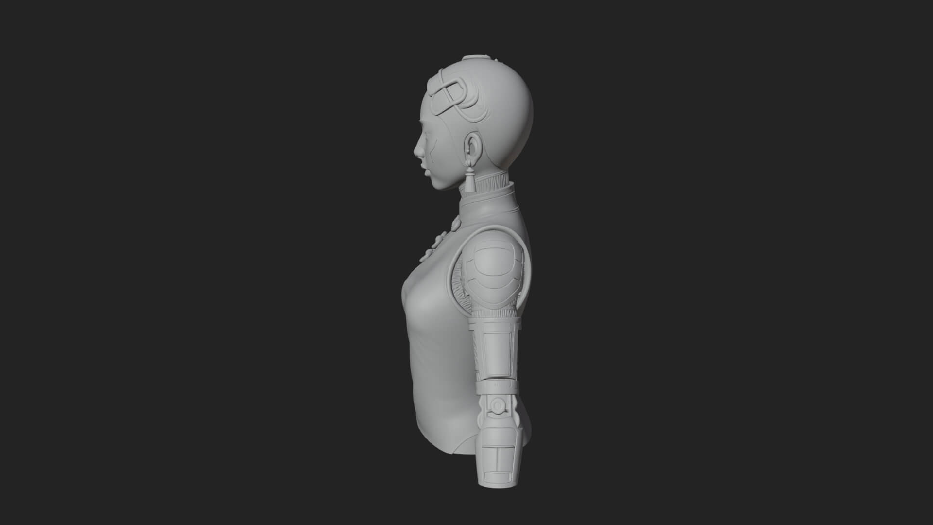 Steampunk Lady Bust Statue Design 14 3D Print Model 3D Model