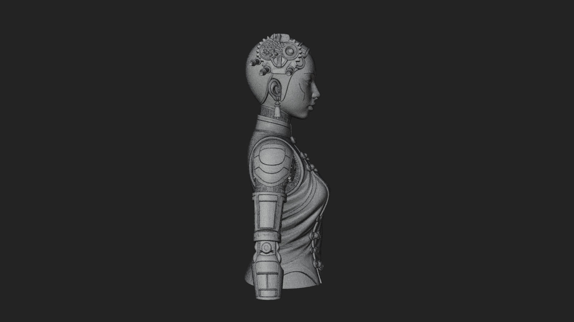 Steampunk Lady Bust Statue Design 14 3D Print Model 3D Model