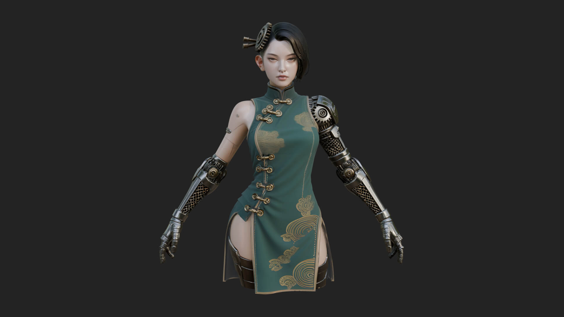 Steampunk Lady Bust Statue Design 15 3D Print Model 3D Model