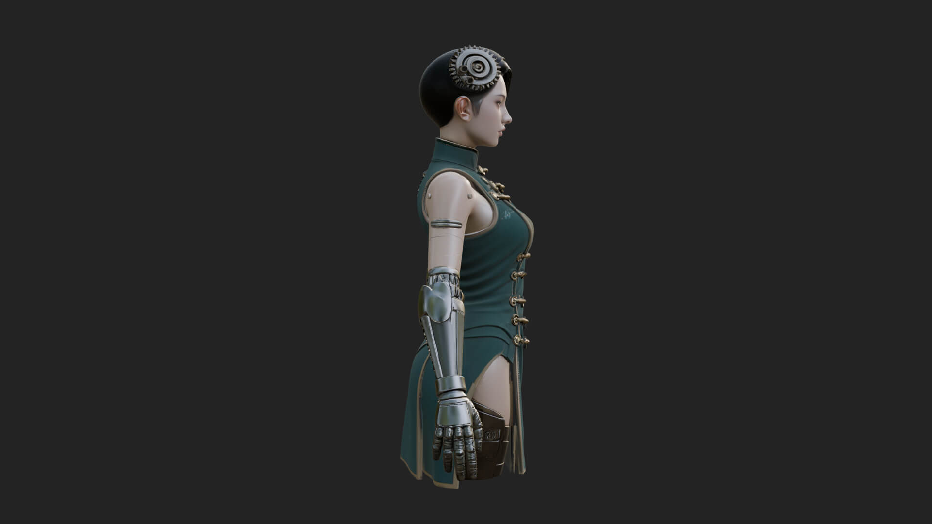 Steampunk Lady Bust Statue Design 15 3D Print Model 3D Model