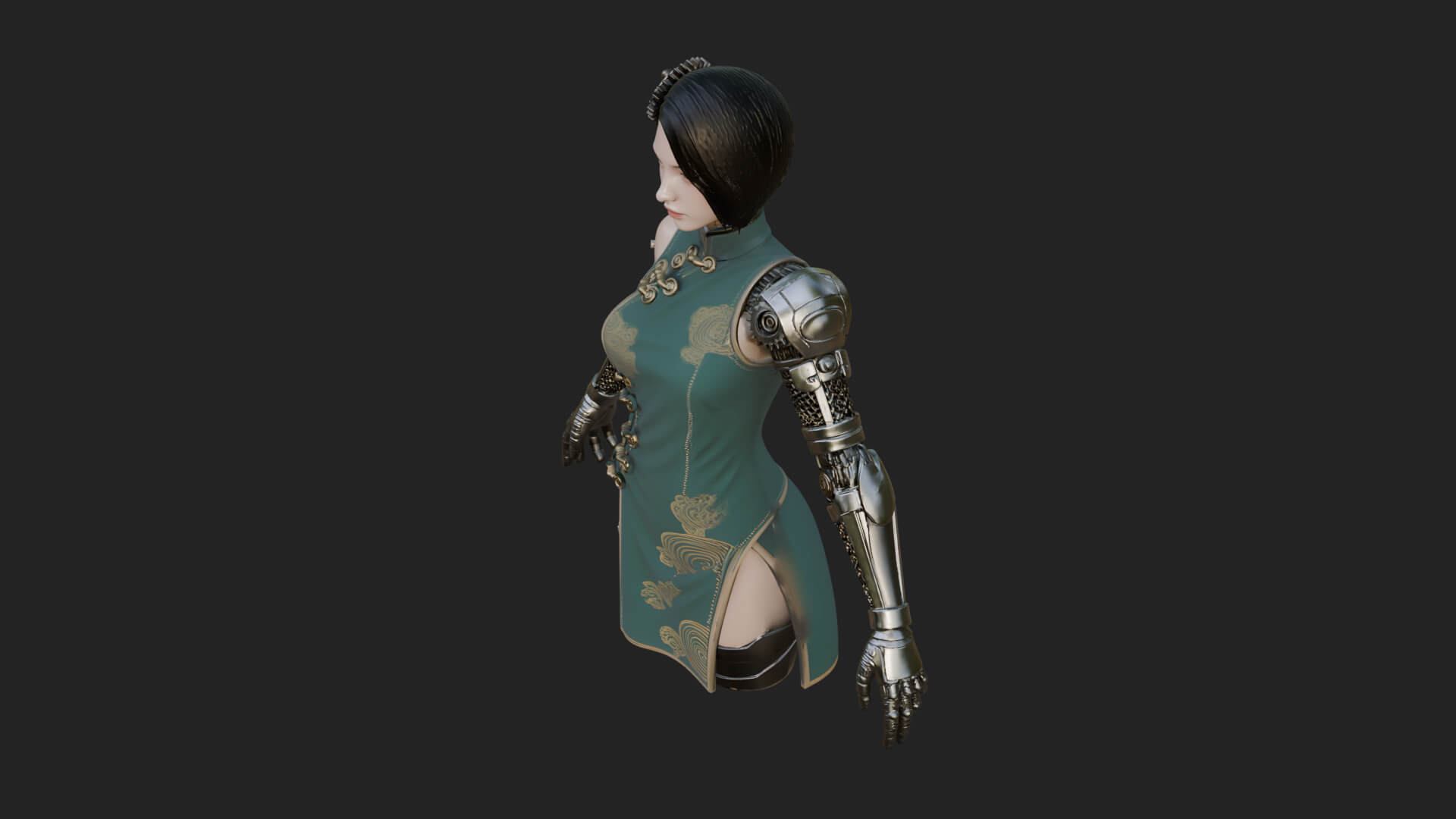 Steampunk Lady Bust Statue Design 15 3D Print Model 3D Model