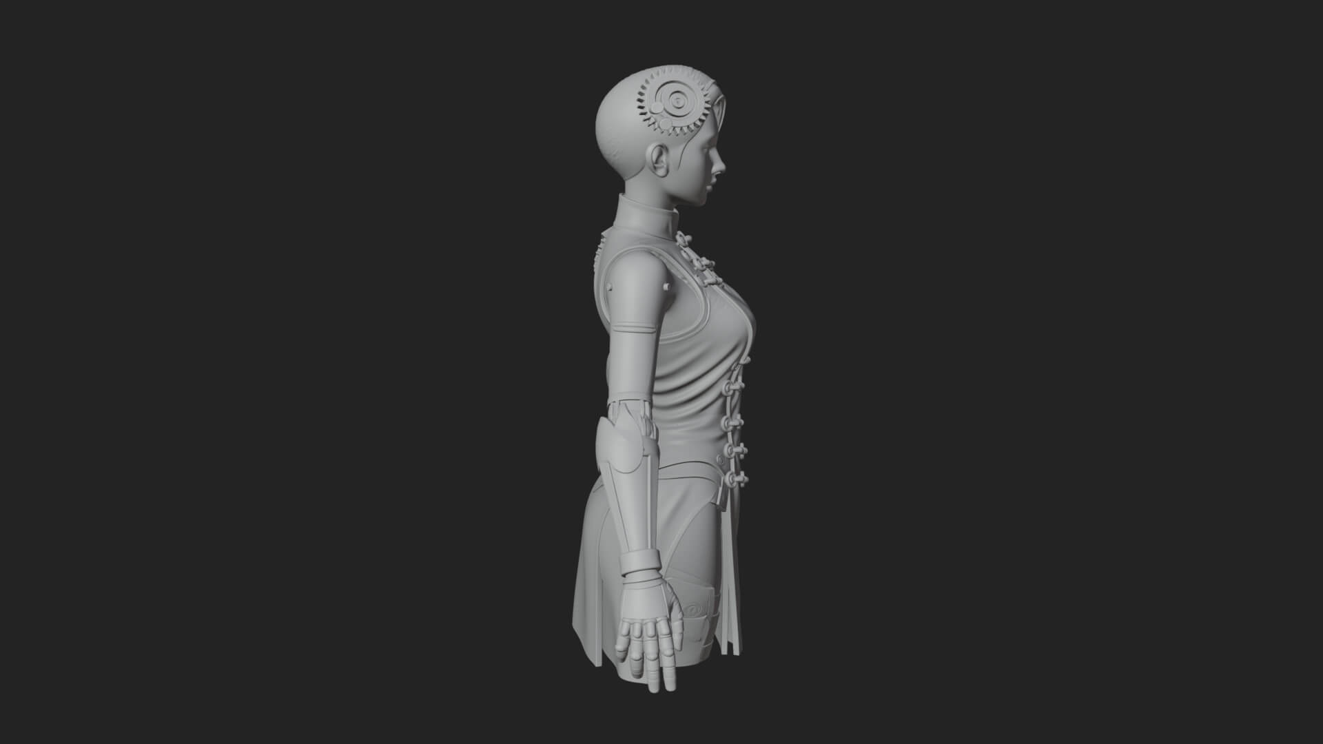 Steampunk Lady Bust Statue Design 15 3D Print Model 3D Model