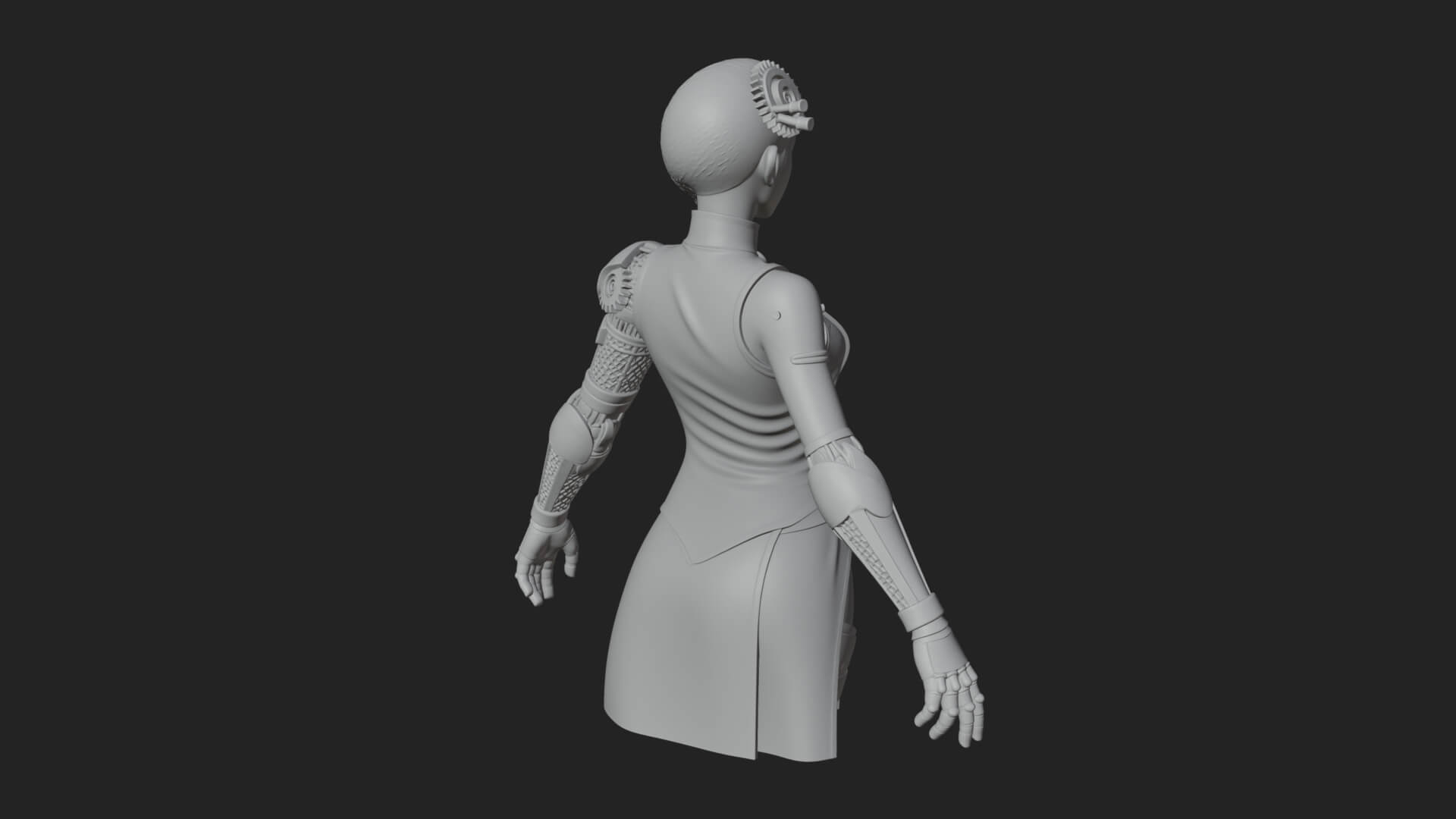 Steampunk Lady Bust Statue Design 15 3D Print Model 3D Model