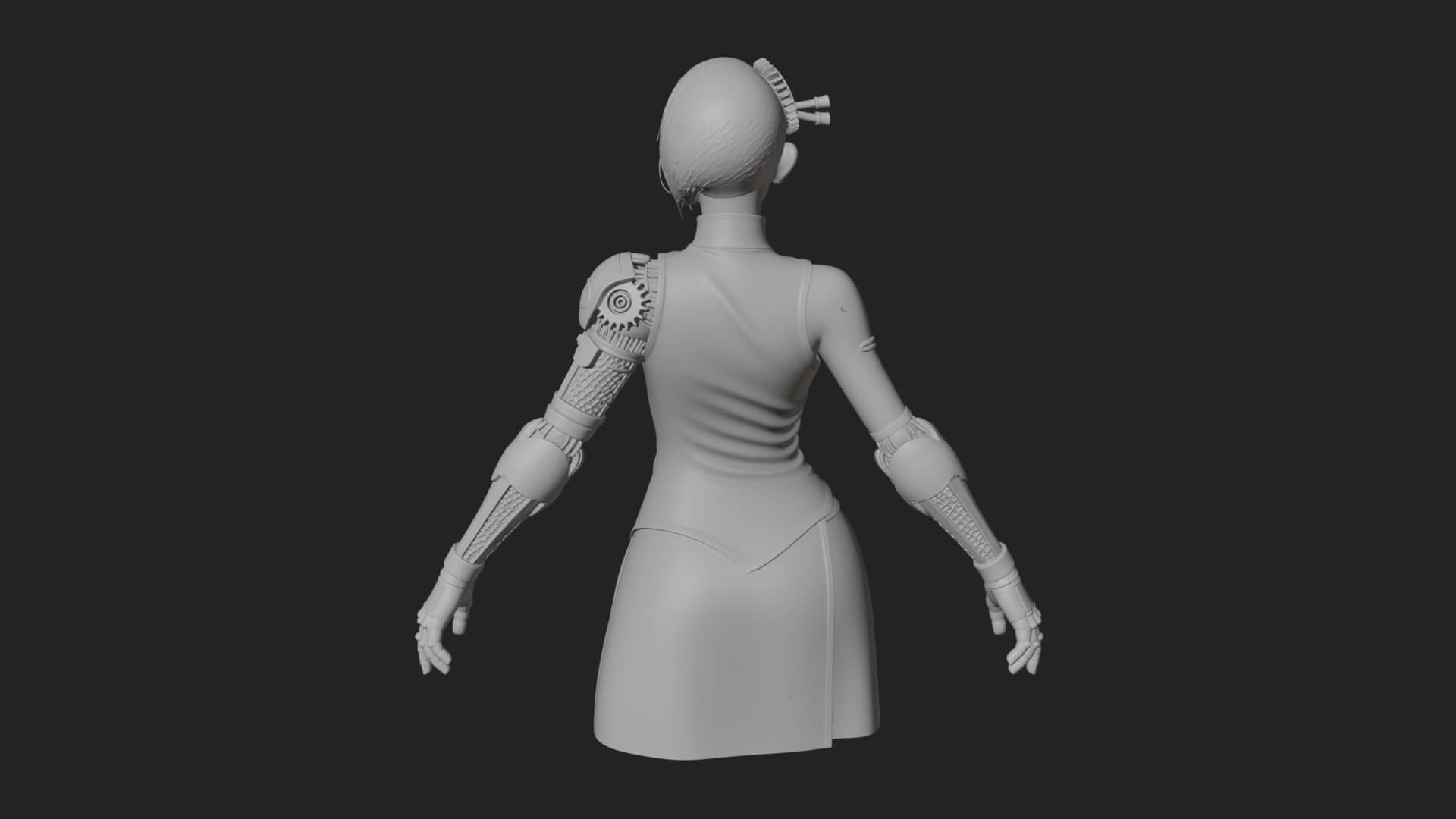 Steampunk Lady Bust Statue Design 15 3D Print Model 3D Model