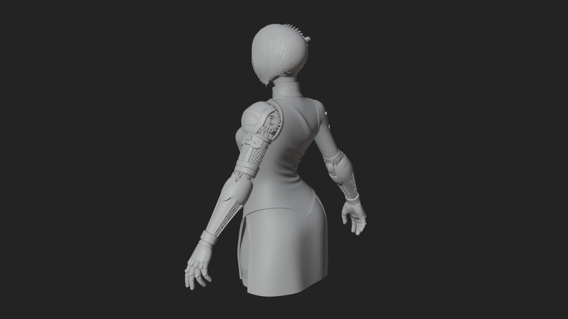 Steampunk Lady Bust Statue Design 15 3D Print Model 3D Model