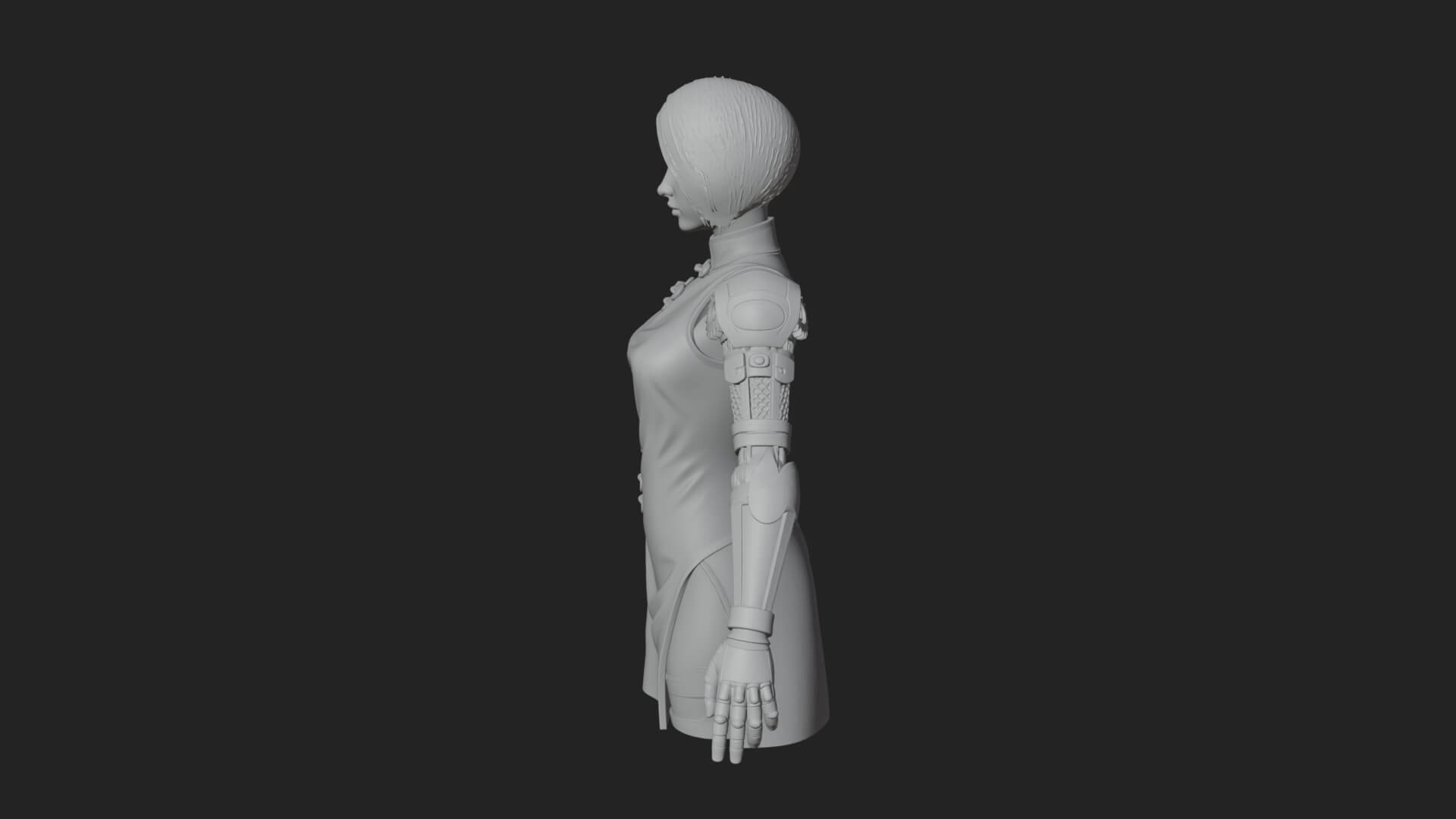 Steampunk Lady Bust Statue Design 15 3D Print Model 3D Model