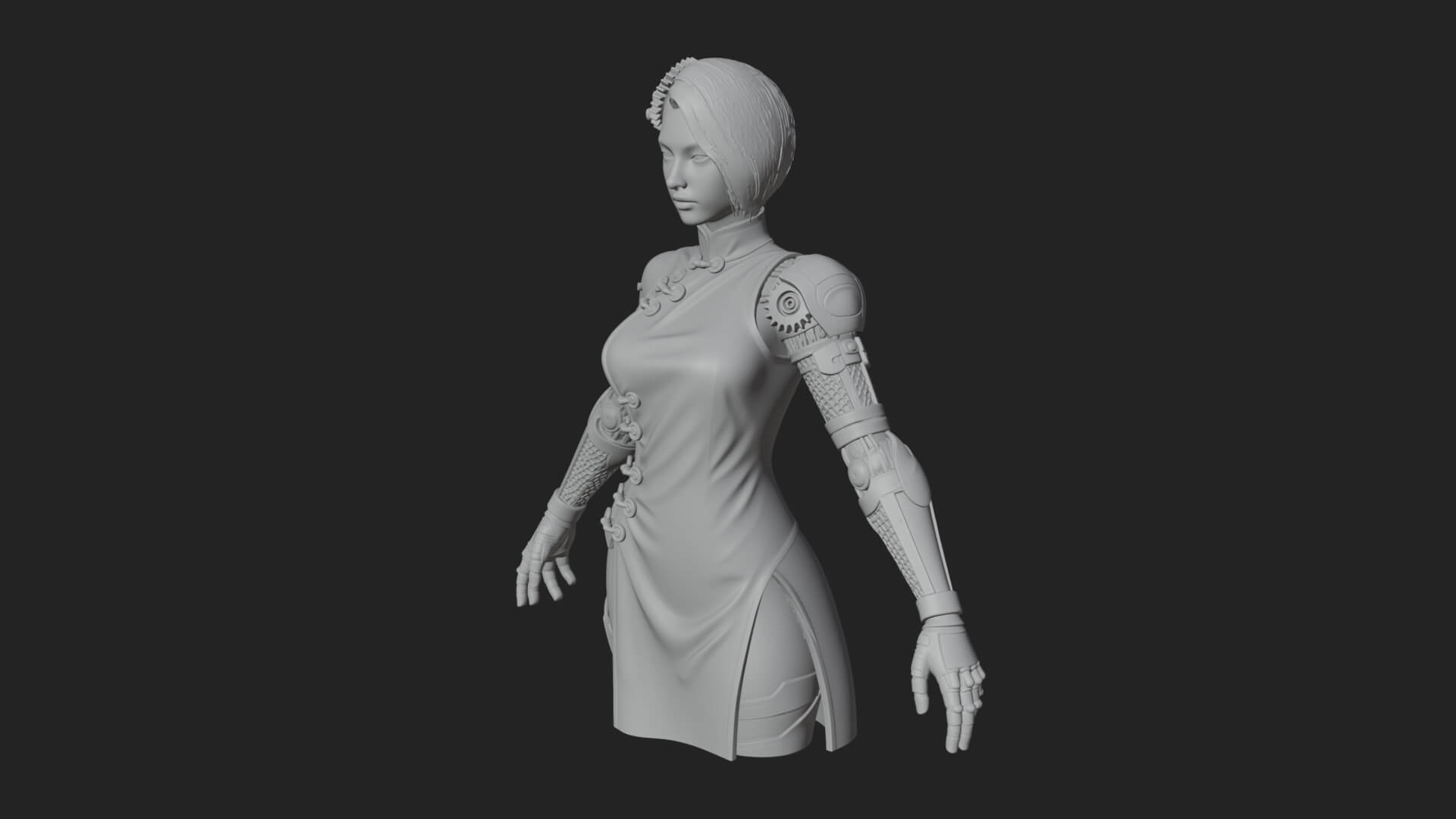 Steampunk Lady Bust Statue Design 15 3D Print Model 3D Model
