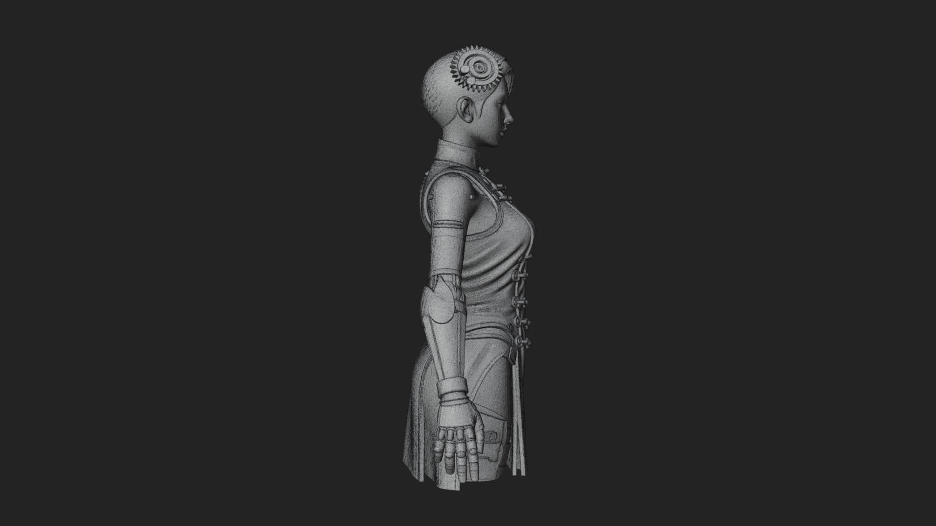 Steampunk Lady Bust Statue Design 15 3D Print Model 3D Model
