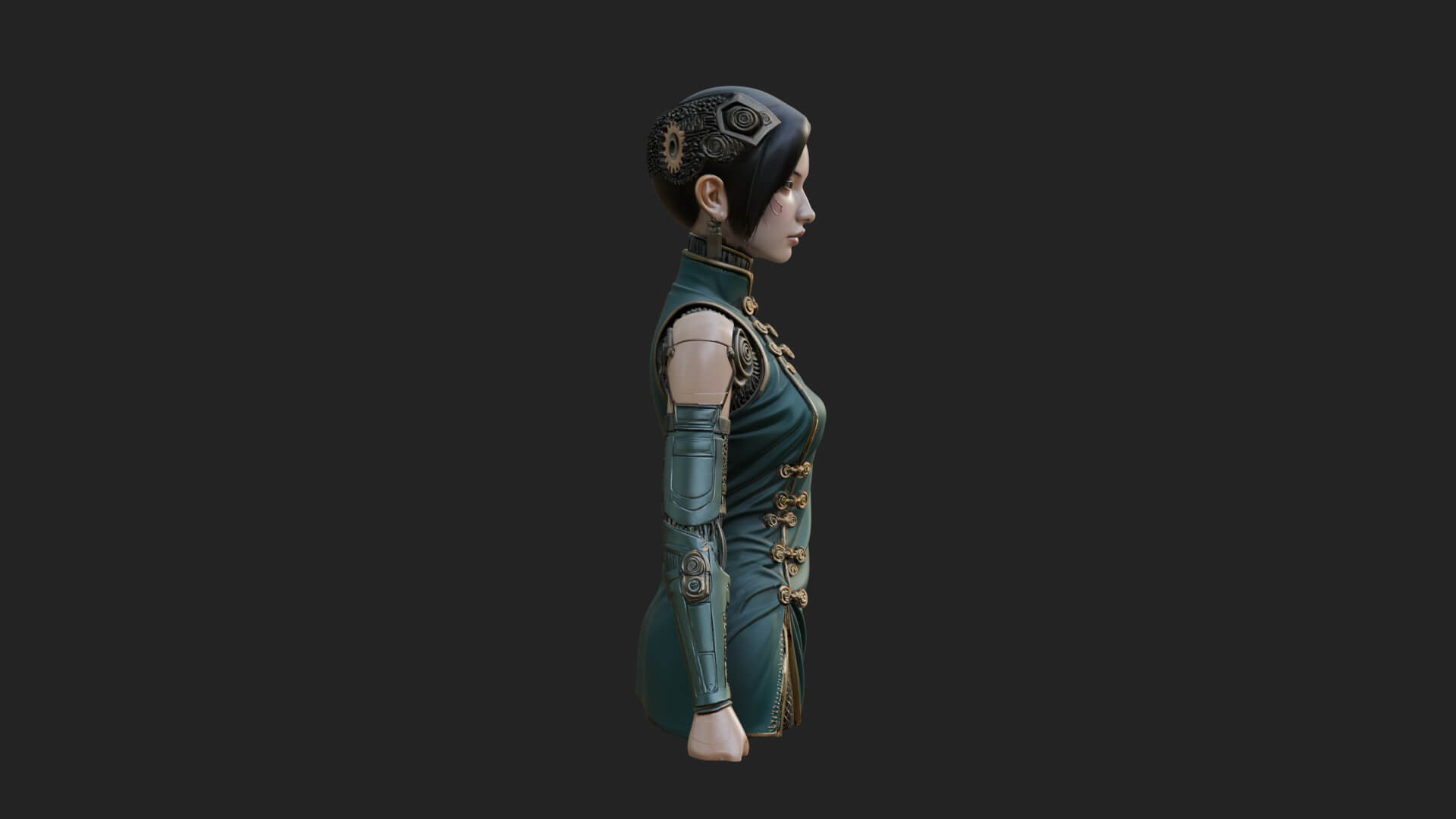 Steampunk Lady Bust Statue Design 16 3D Print Model 3D Model