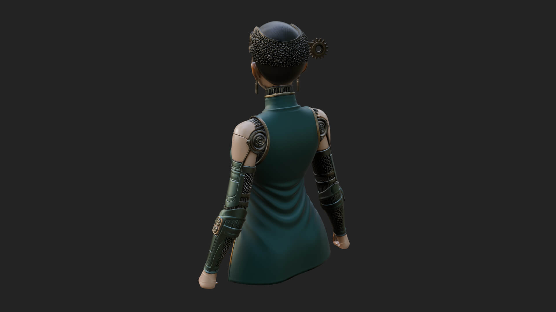 Steampunk Lady Bust Statue Design 16 3D Print Model 3D Model