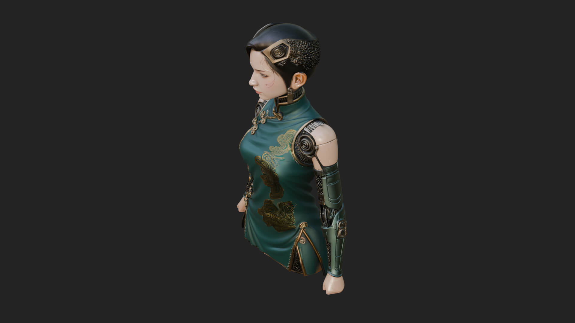 Steampunk Lady Bust Statue Design 16 3D Print Model 3D Model