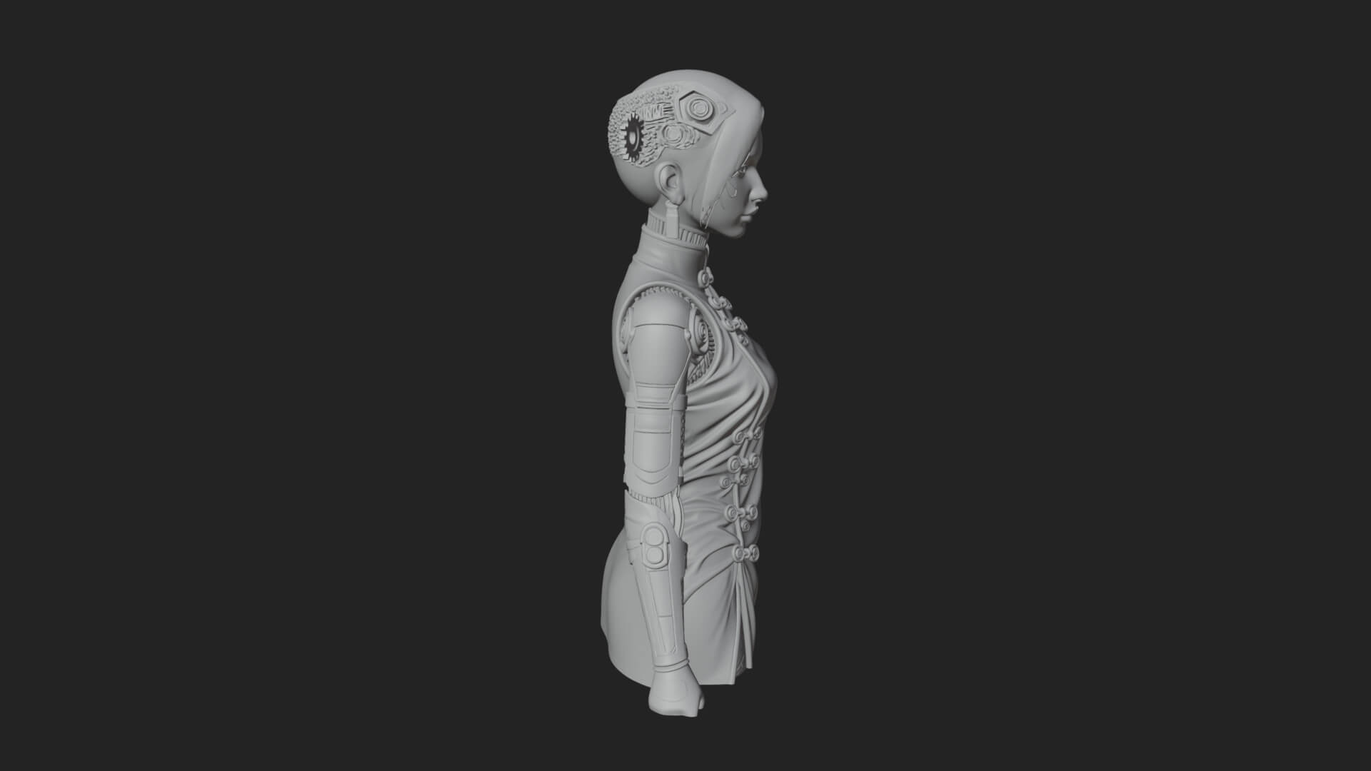 Steampunk Lady Bust Statue Design 16 3D Print Model 3D Model