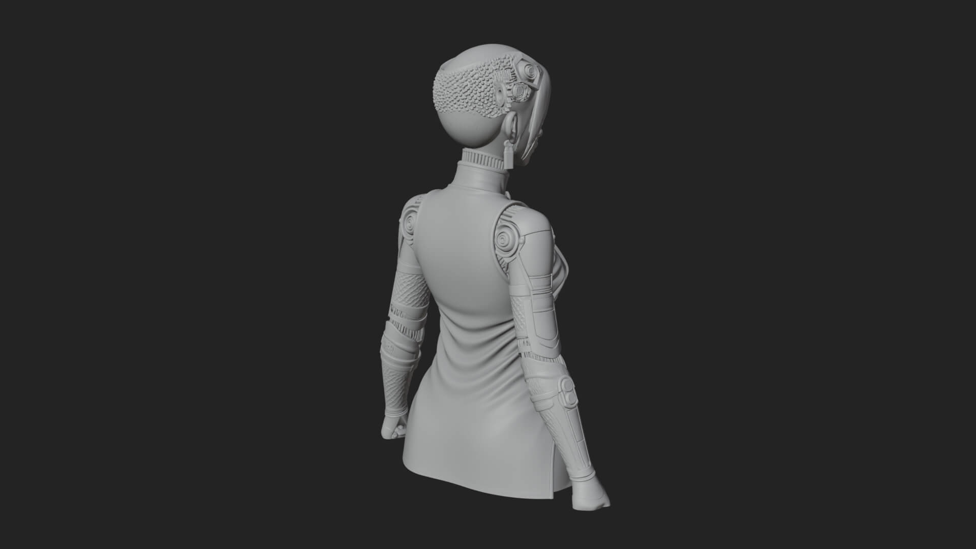 Steampunk Lady Bust Statue Design 16 3D Print Model 3D Model