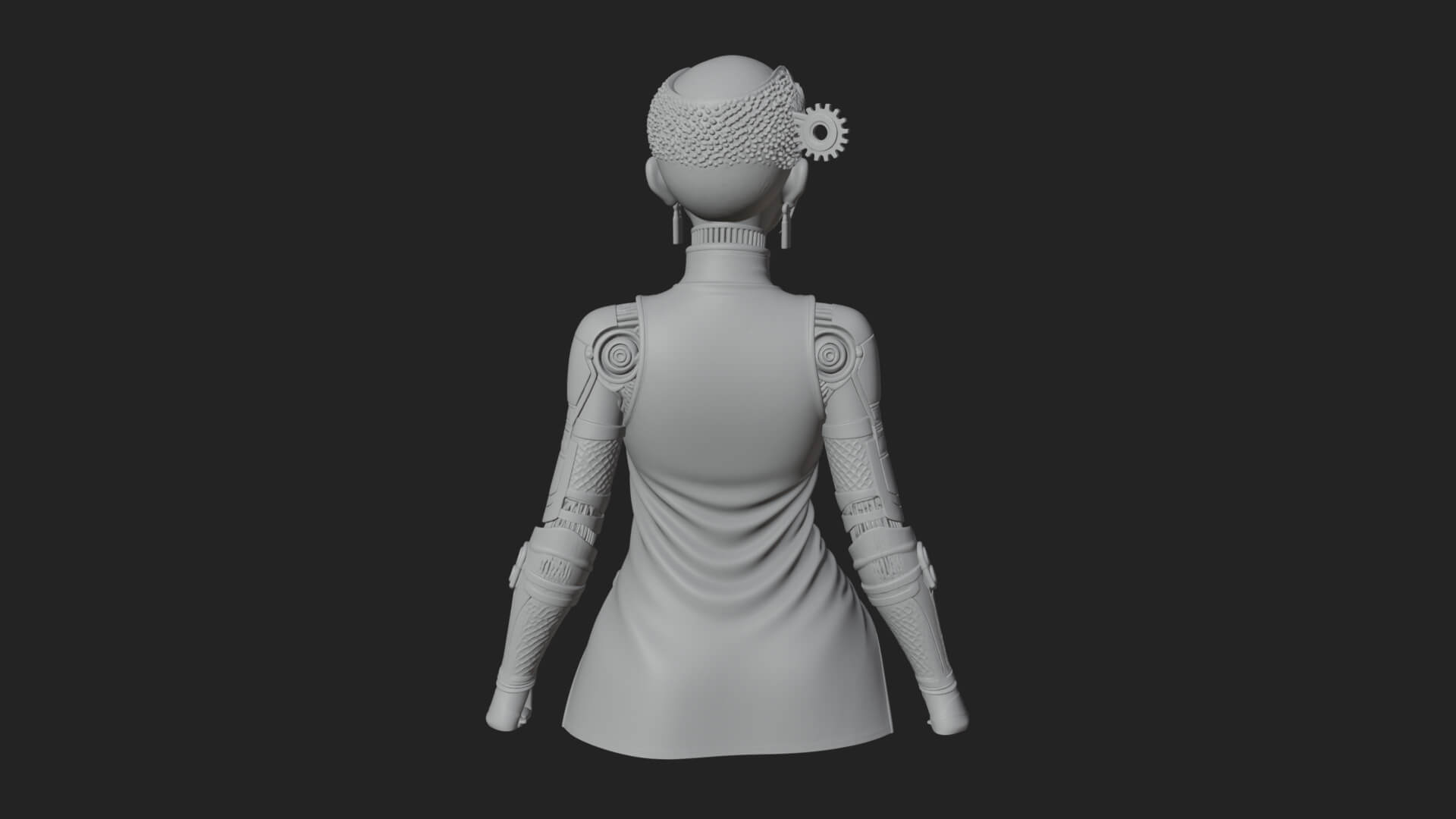 Steampunk Lady Bust Statue Design 16 3D Print Model 3D Model