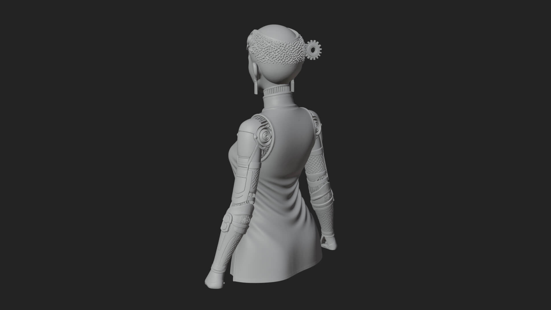 Steampunk Lady Bust Statue Design 16 3D Print Model 3D Model