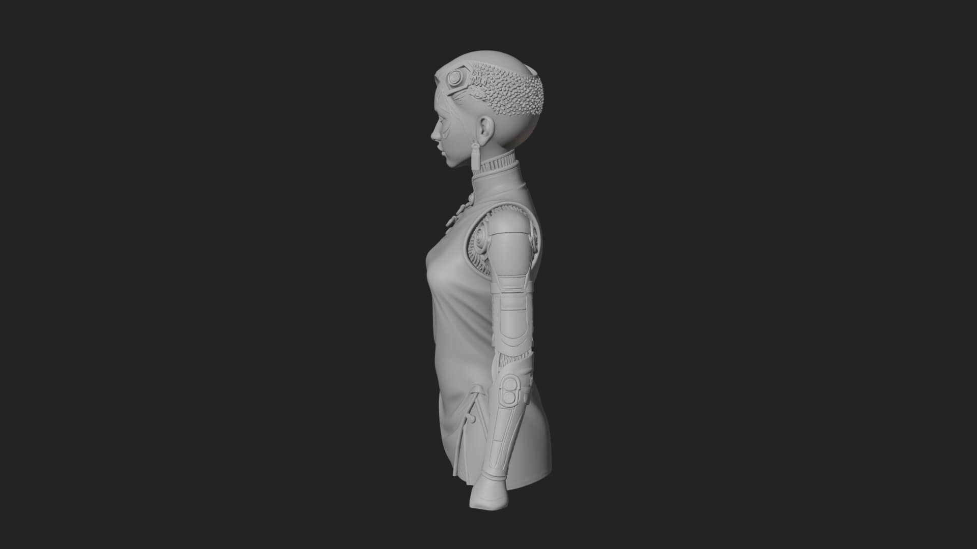 Steampunk Lady Bust Statue Design 16 3D Print Model 3D Model