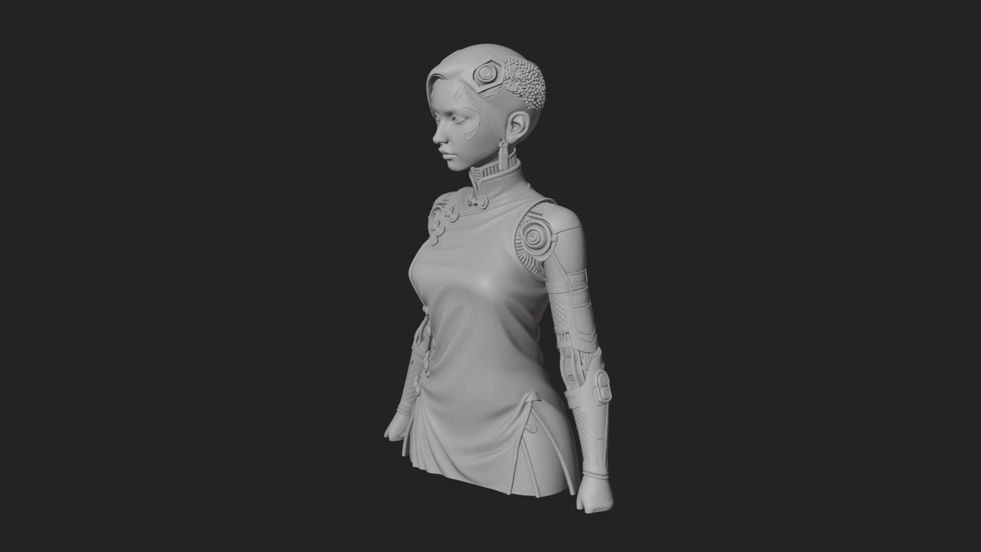 Steampunk Lady Bust Statue Design 16 3D Print Model 3D Model
