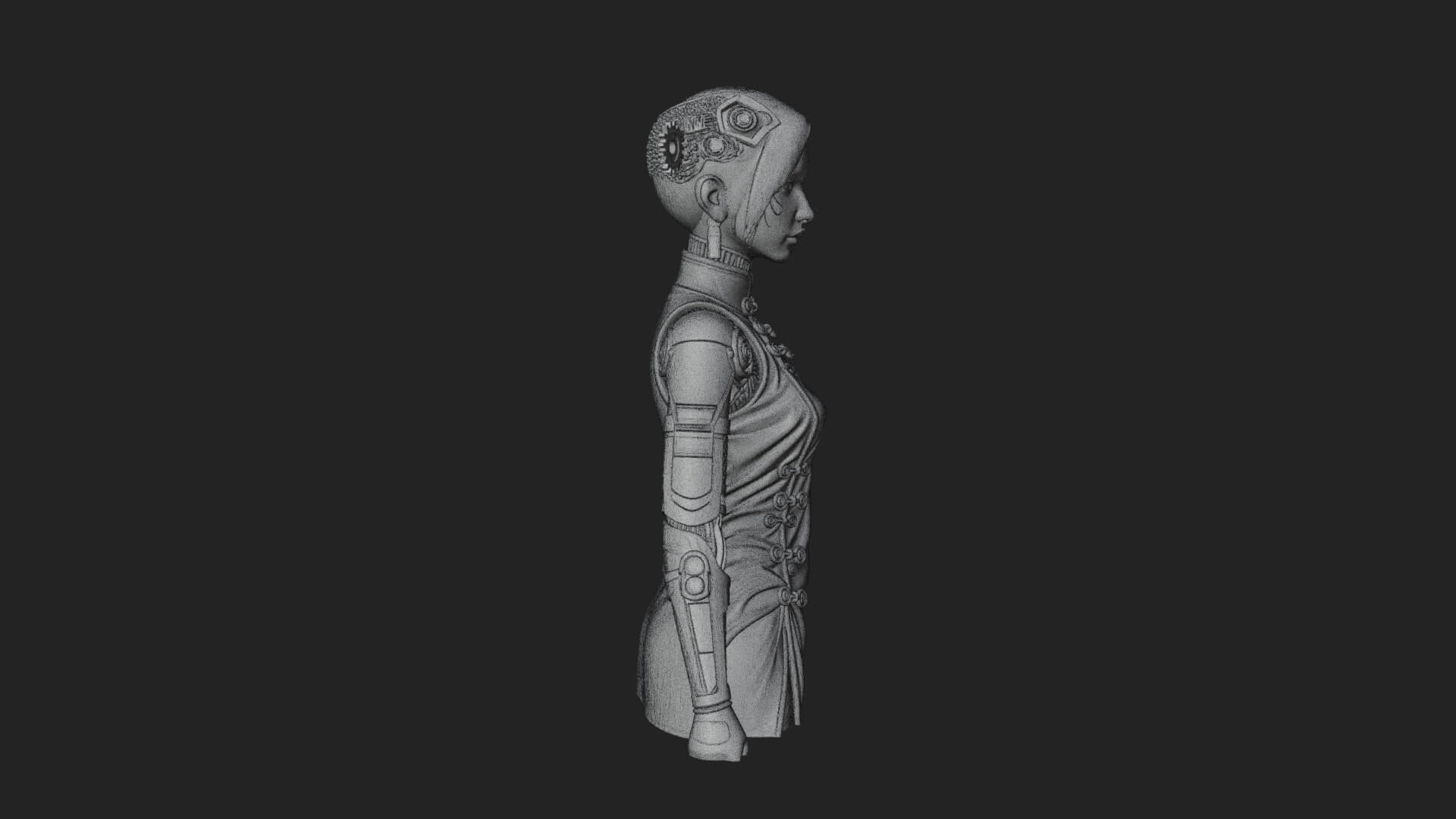 Steampunk Lady Bust Statue Design 16 3D Print Model 3D Model