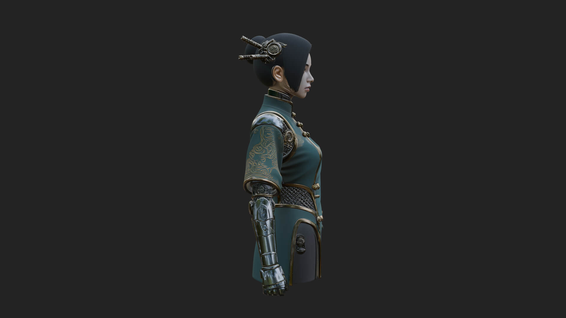 Steampunk Lady Bust Statue Design 17 3D Print Model 3D Model