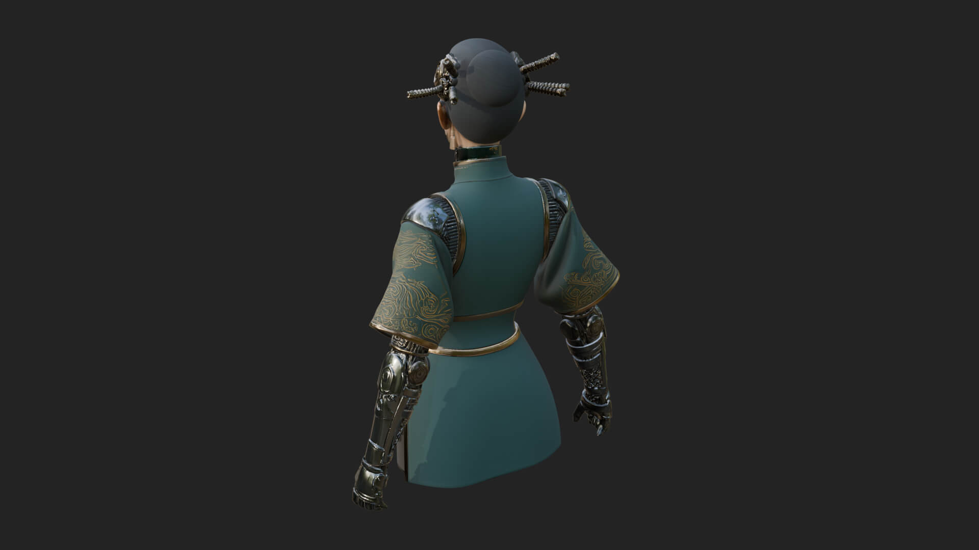 Steampunk Lady Bust Statue Design 17 3D Print Model 3D Model